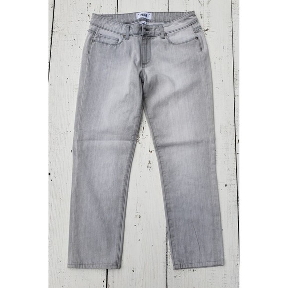 Paige Light Wash Gray Low Rise Straight Leg Cropped Jeans Women's Size 28 NEW